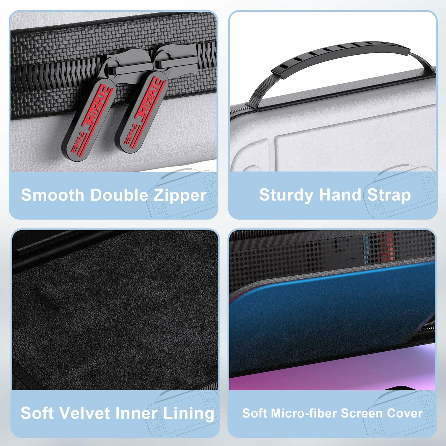 STARTRC GAMES Switch 2 Carrying Case Large Capacity PU Hard Travel Bag White