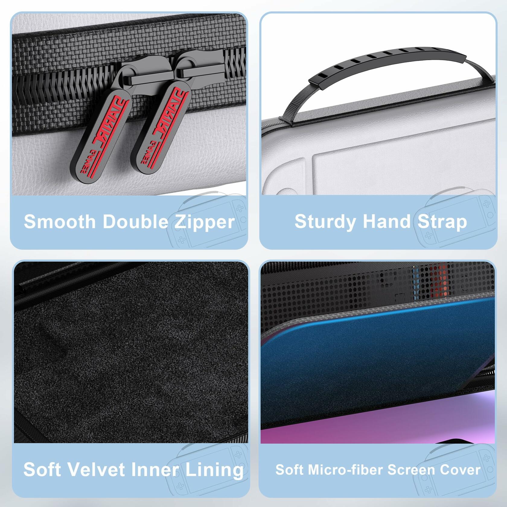 STARTRC GAMES Switch 2 Carrying Case Large Capacity PU Hard Travel Bag White