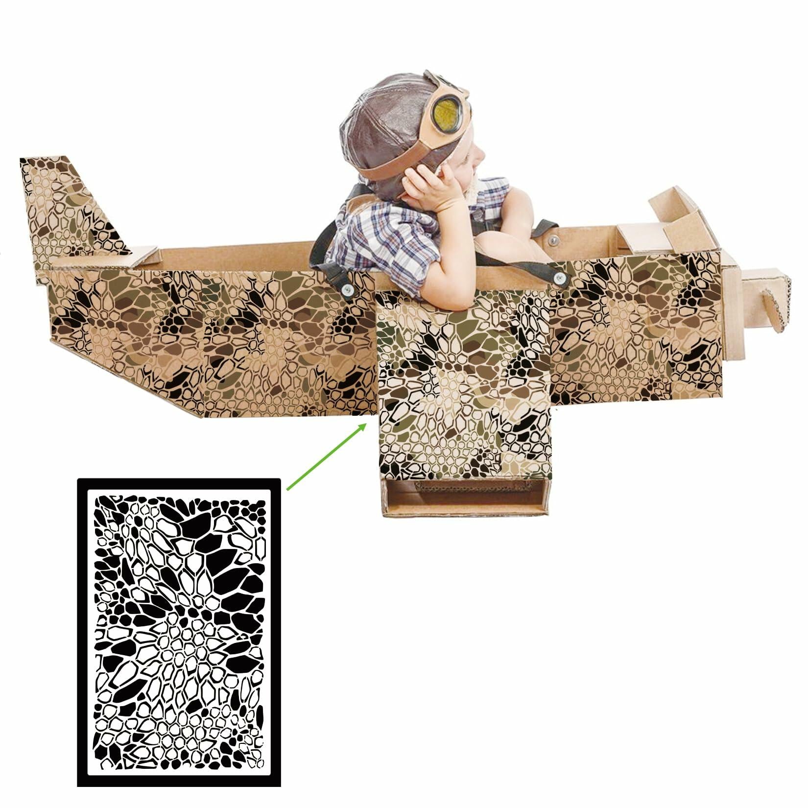 Yhliua Camo9 Reusable Camouflage Stencils Wood Boat Painting Kit