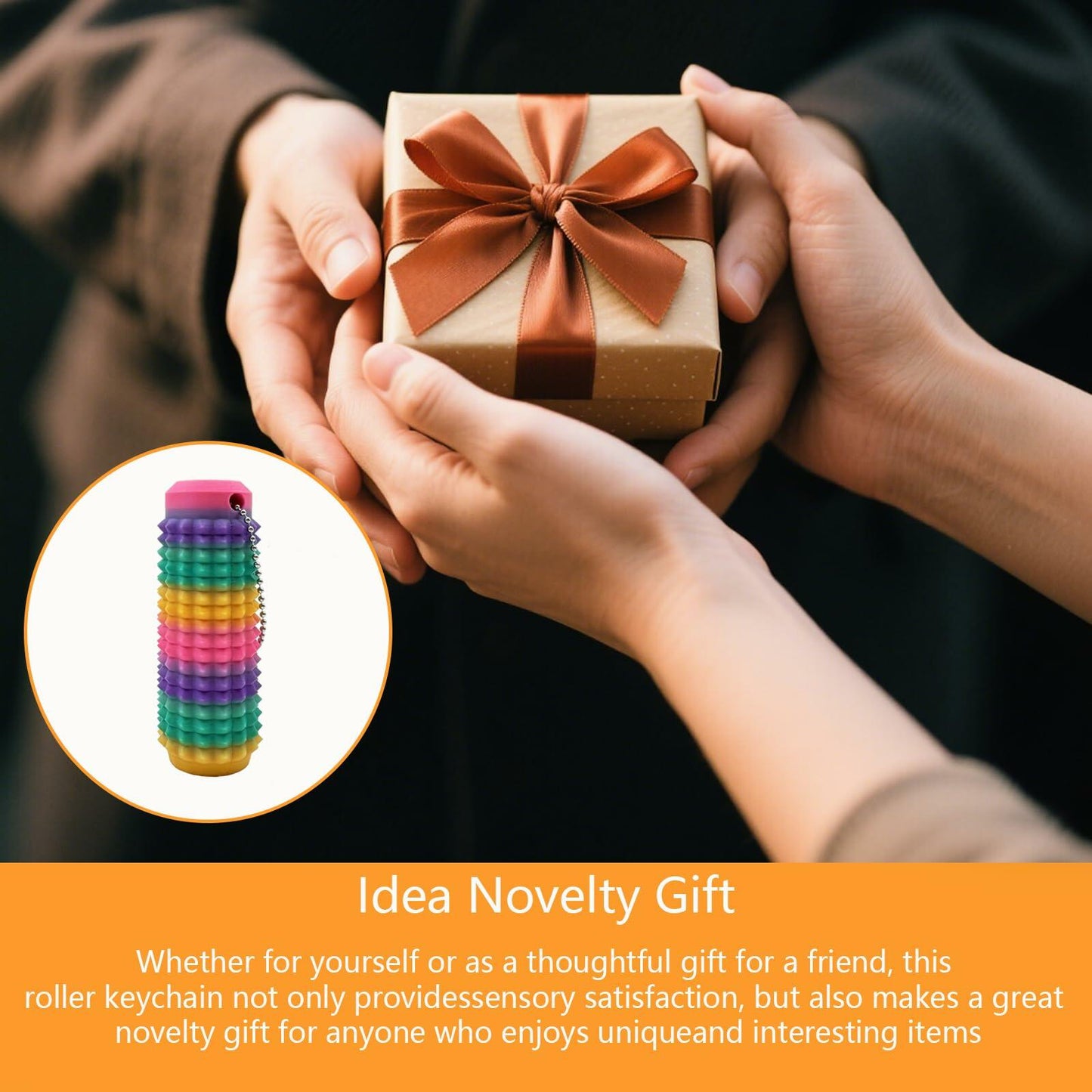 Hantan Little Ouchies Spiky Grippie Fidget Toy Keychain Rainbow 1Pc