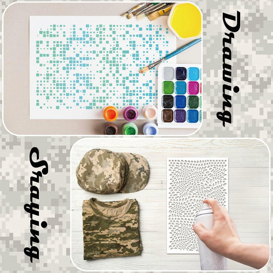 Yhliua Camo9 Reusable Camouflage Stencils Wood Boat Painting Kit