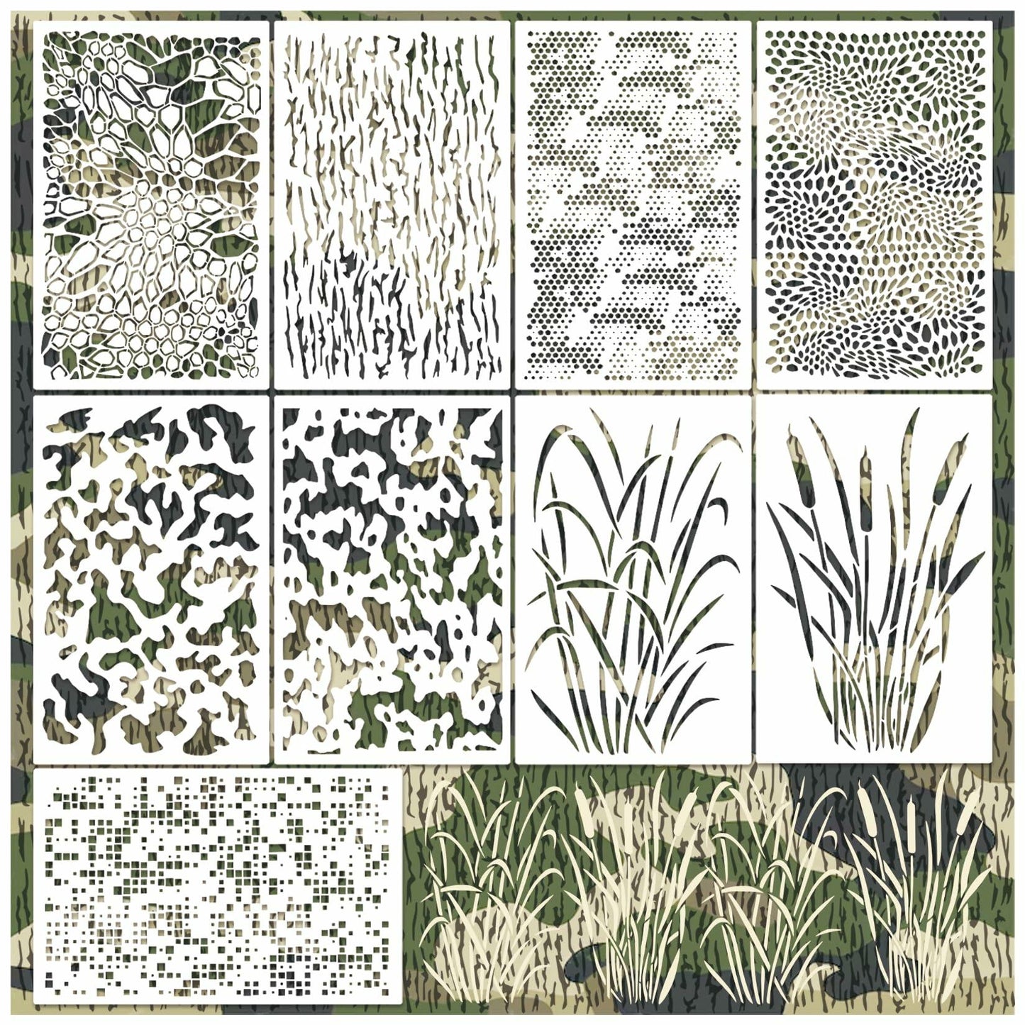 Yhliua Camo9 Reusable Camouflage Stencils Wood Boat Painting Kit