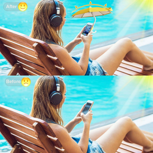 FantasyBear UV Protection Phone Umbrella Adjustable Suction Cup Stand Dark Blue