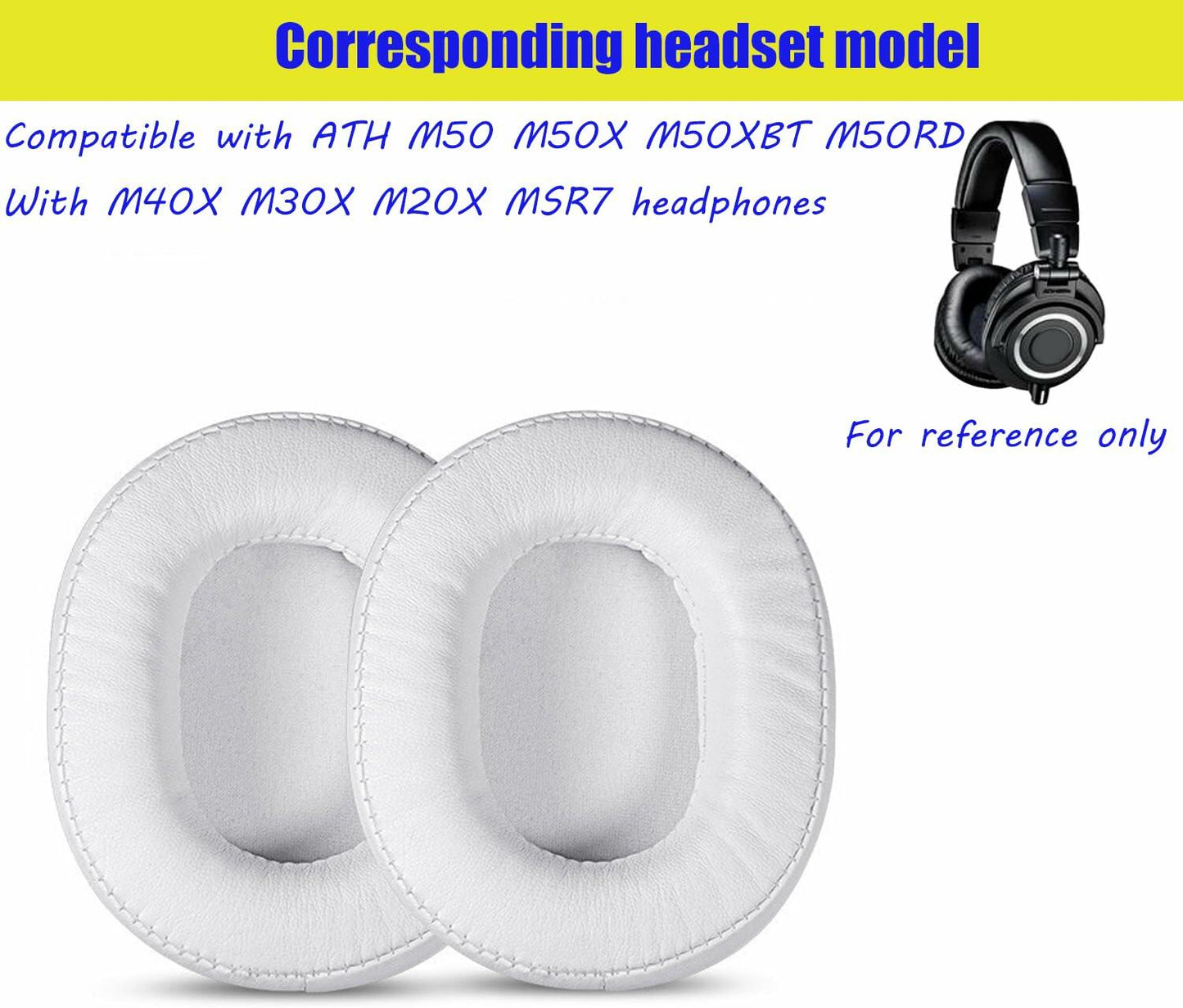 ACCIUK Ear Pad Replacement for ATH M50X MSR7 Headphones White