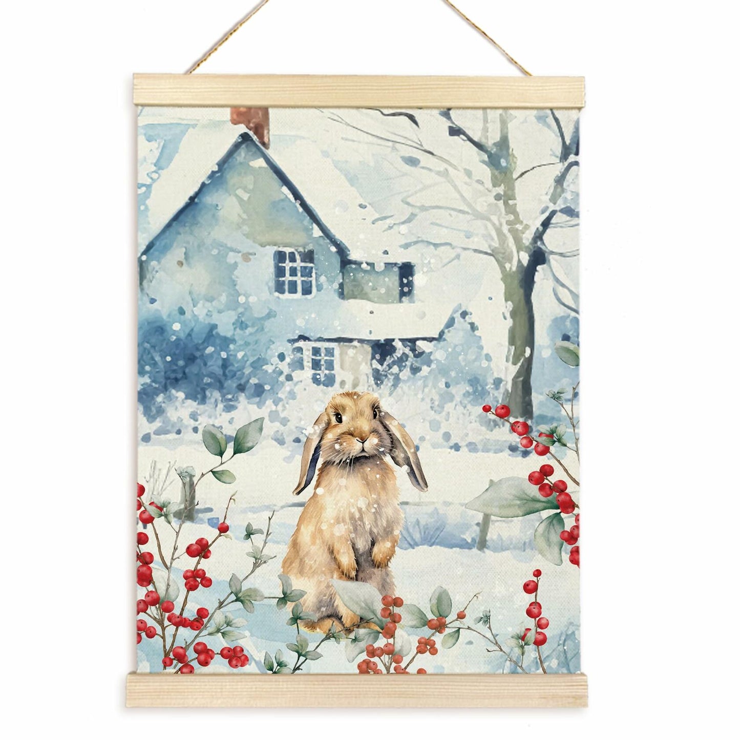 TAEDIN Christmas Poster Hanger 12x16 Bunny Watercolor Wooden Frame Decor