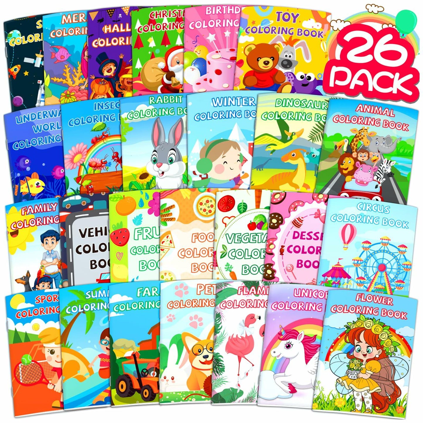 Glkuii 26Pack Small Kids Coloring Books Ages 2-12 Unicorn Dinosaur Animals
