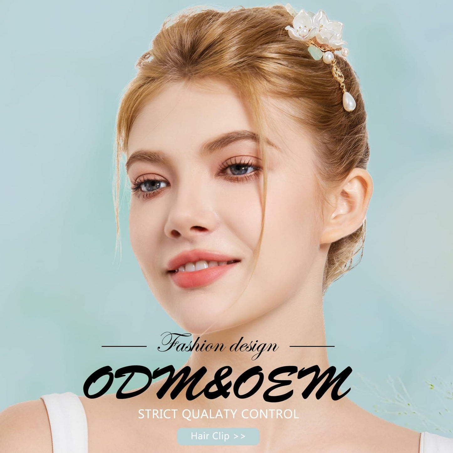 SHIYANG Handmade Camellia Floral Hair Clips White 1 Pair Copper SYFJ03