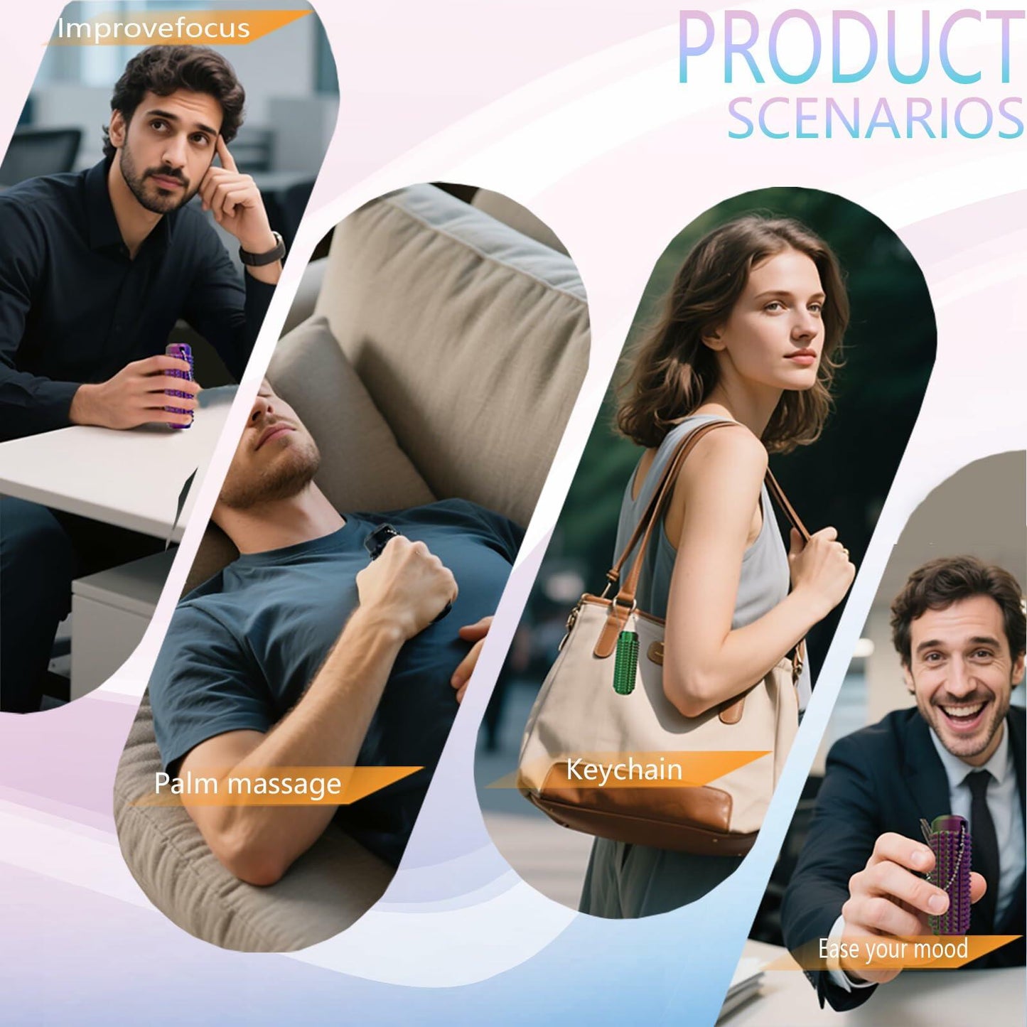 Hantan Little Ouchies Spiky Grippie Fidget Toy Keychain Rainbow 1Pc