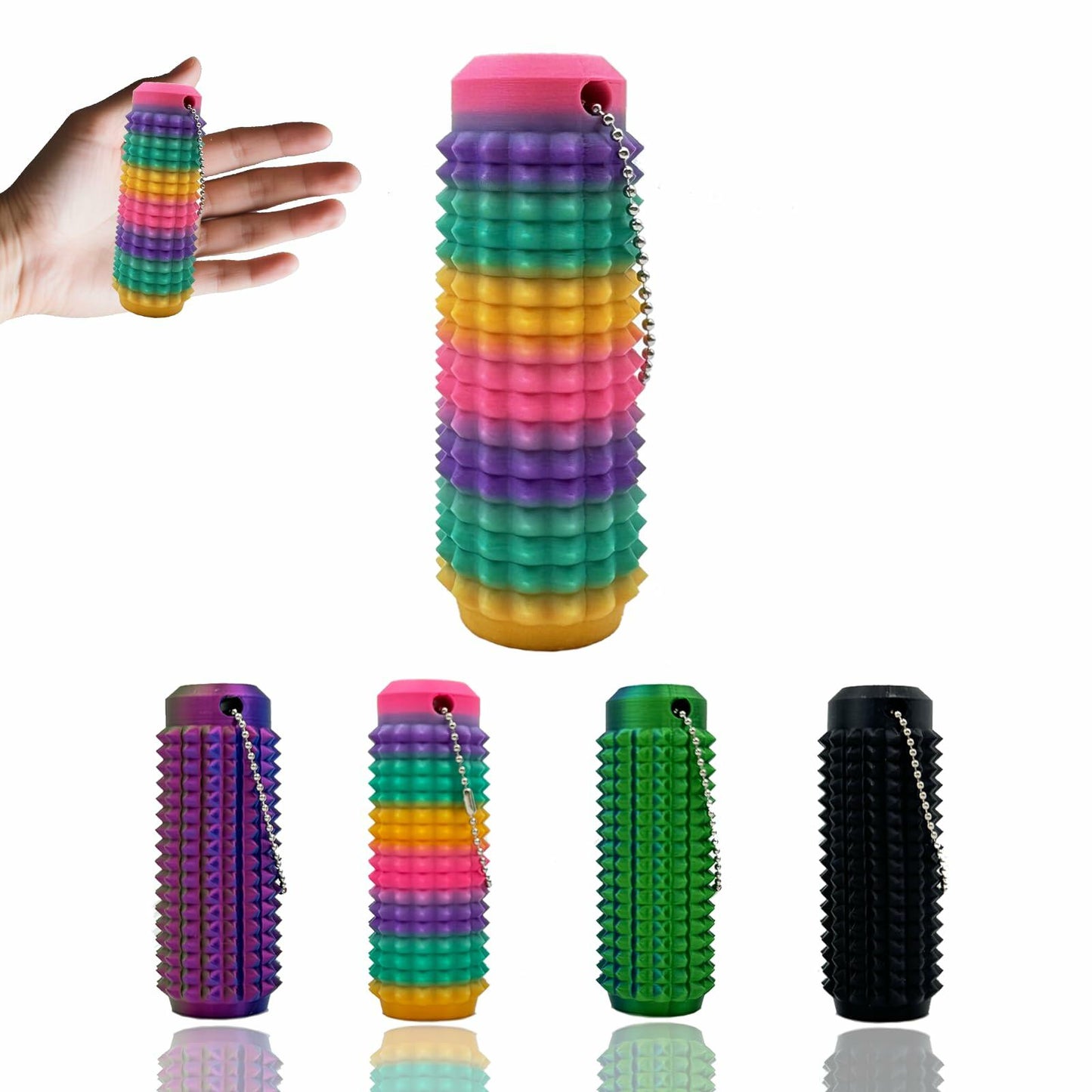 Hantan Little Ouchies Spiky Grippie Fidget Toy Keychain Rainbow 1Pc