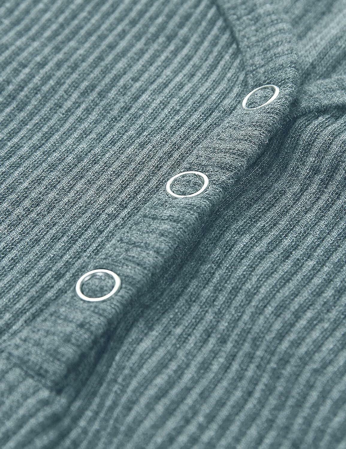 Meow Meow Lace Women's Ribbed V Neck Henley Tank Top Blue Grey Size L