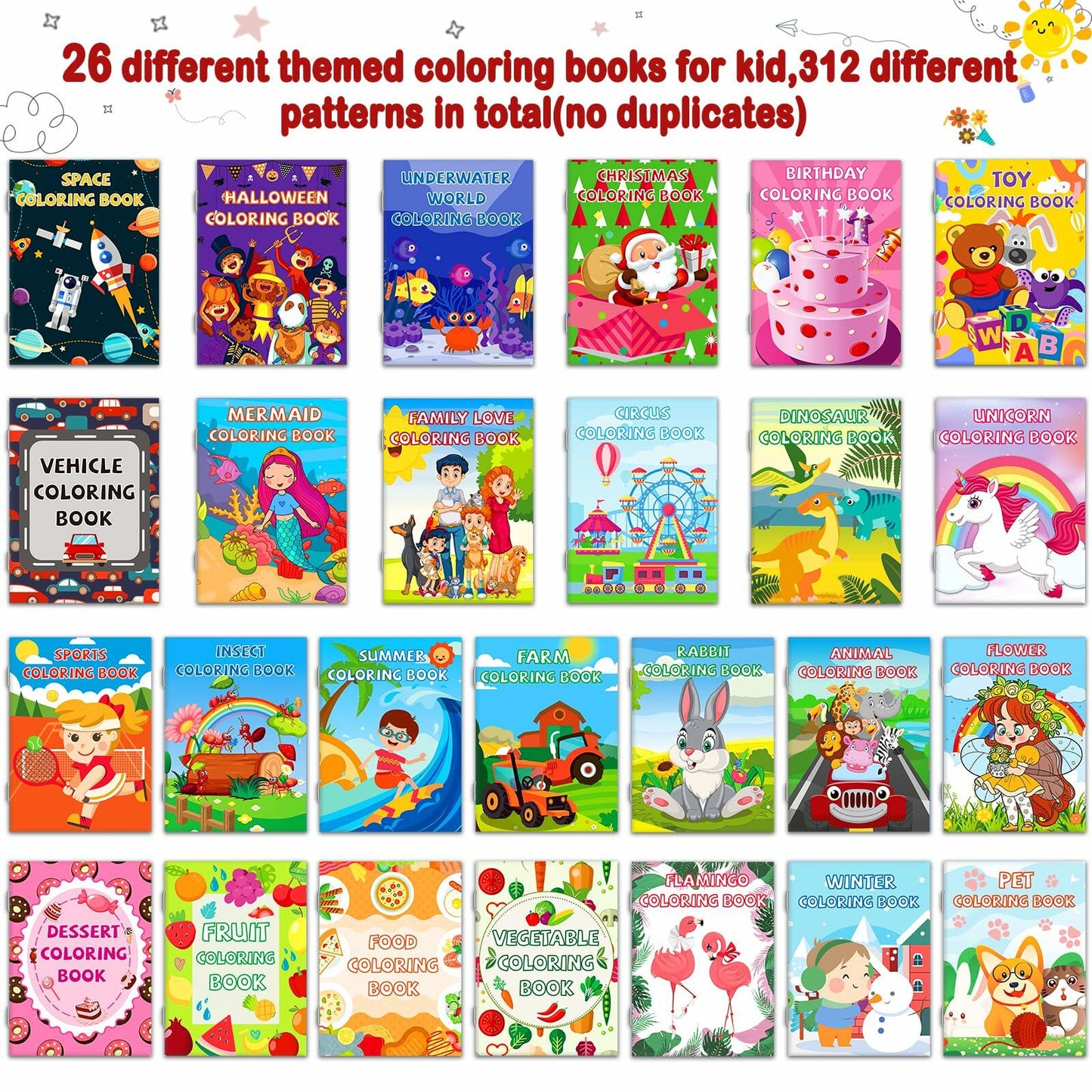 Glkuii 26Pack Small Kids Coloring Books Ages 2-12 Unicorn Dinosaur Animals