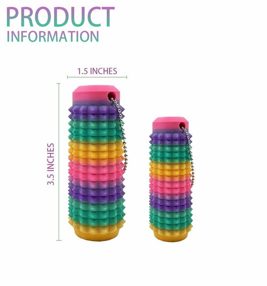 Hantan Little Ouchies Spiky Grippie Fidget Toy Keychain Rainbow 1Pc