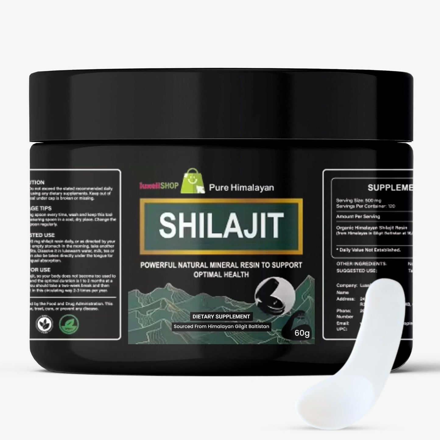LuxeiiShop Inc Himalayan Organic Shilajit Resin 500mg 60g Energy Boost
