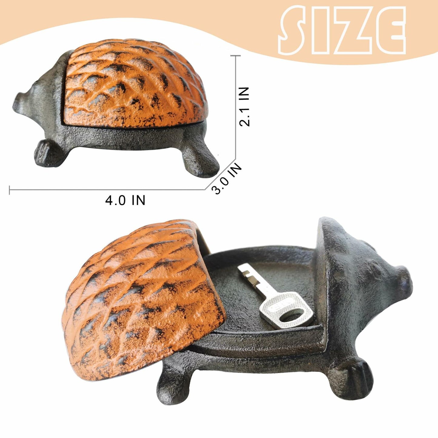 BSTWISH Iron Hedgehog Key Hider Outdoor Garden Decoration Red