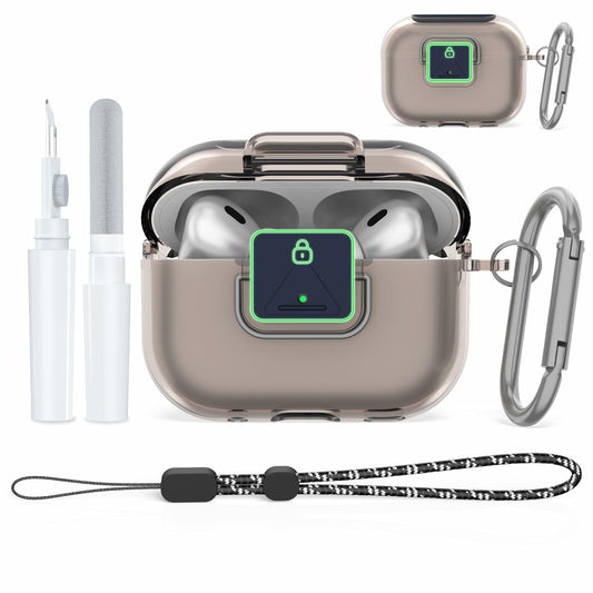 Nimuw Secure Lock Airpods Pro 1st/2nd Gen Case Soft TPU Clear Grey