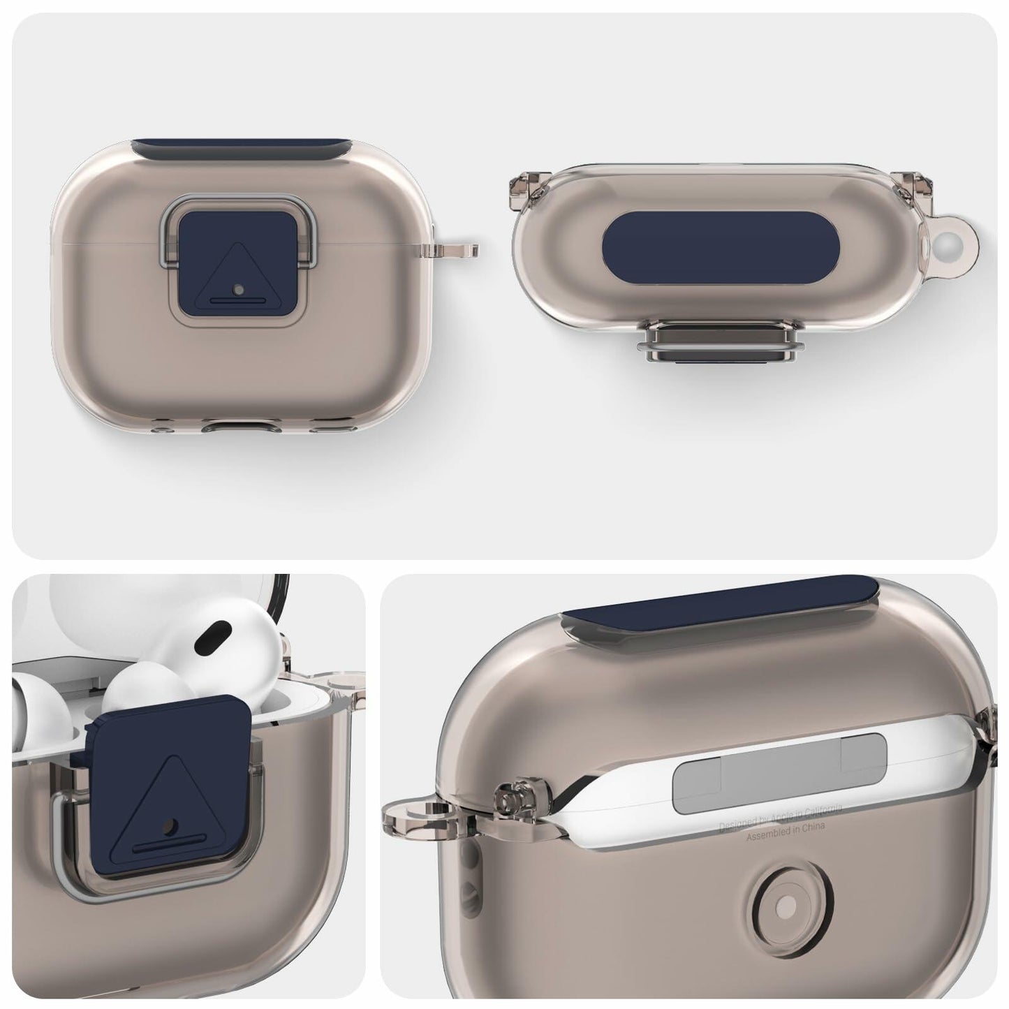 Nimuw Secure Lock Airpods Pro 1st/2nd Gen Case Soft TPU Clear Grey