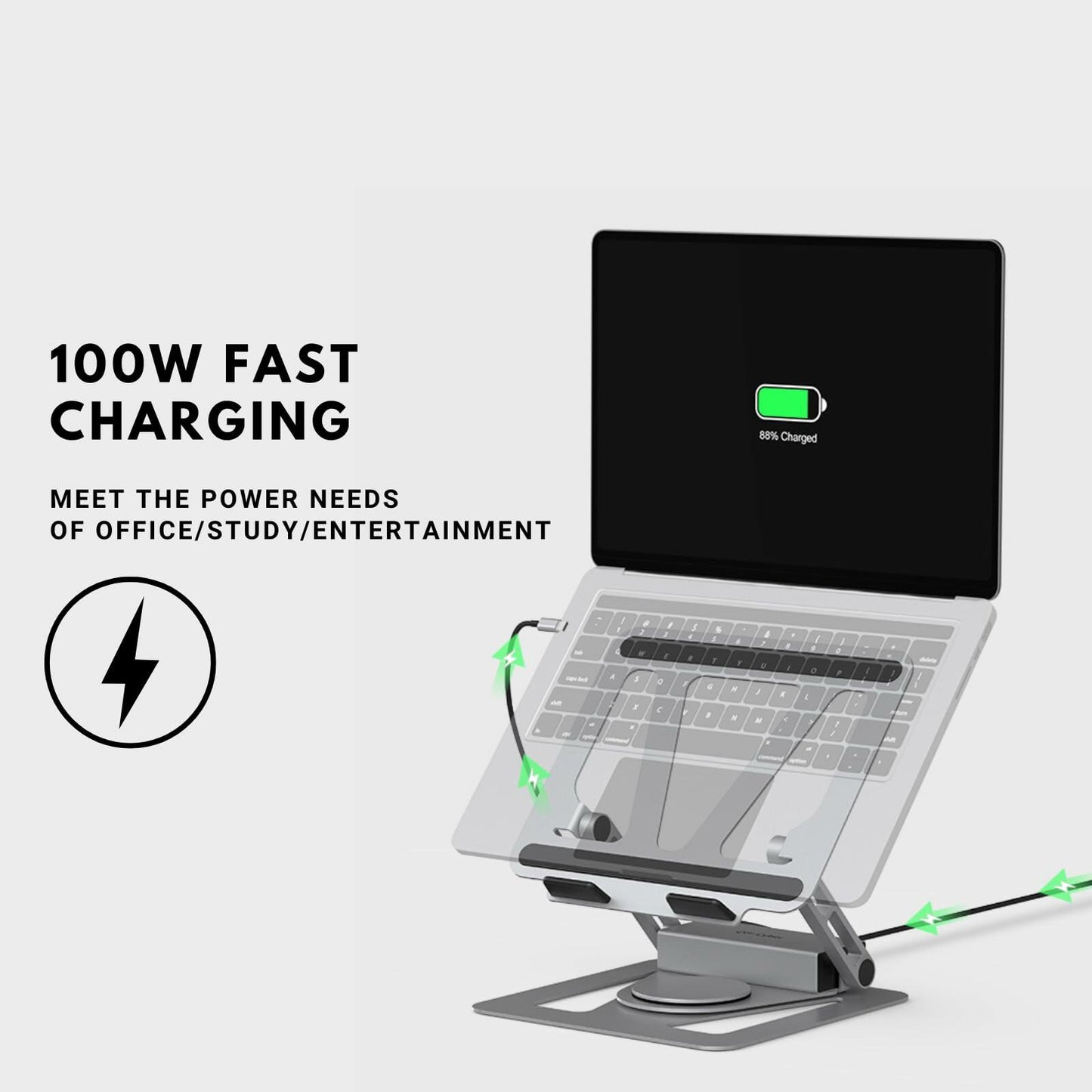 QFI-Cyber 360° Portable Laptop Docking Station USB C Hub 4K HDMI RJ45 Gray