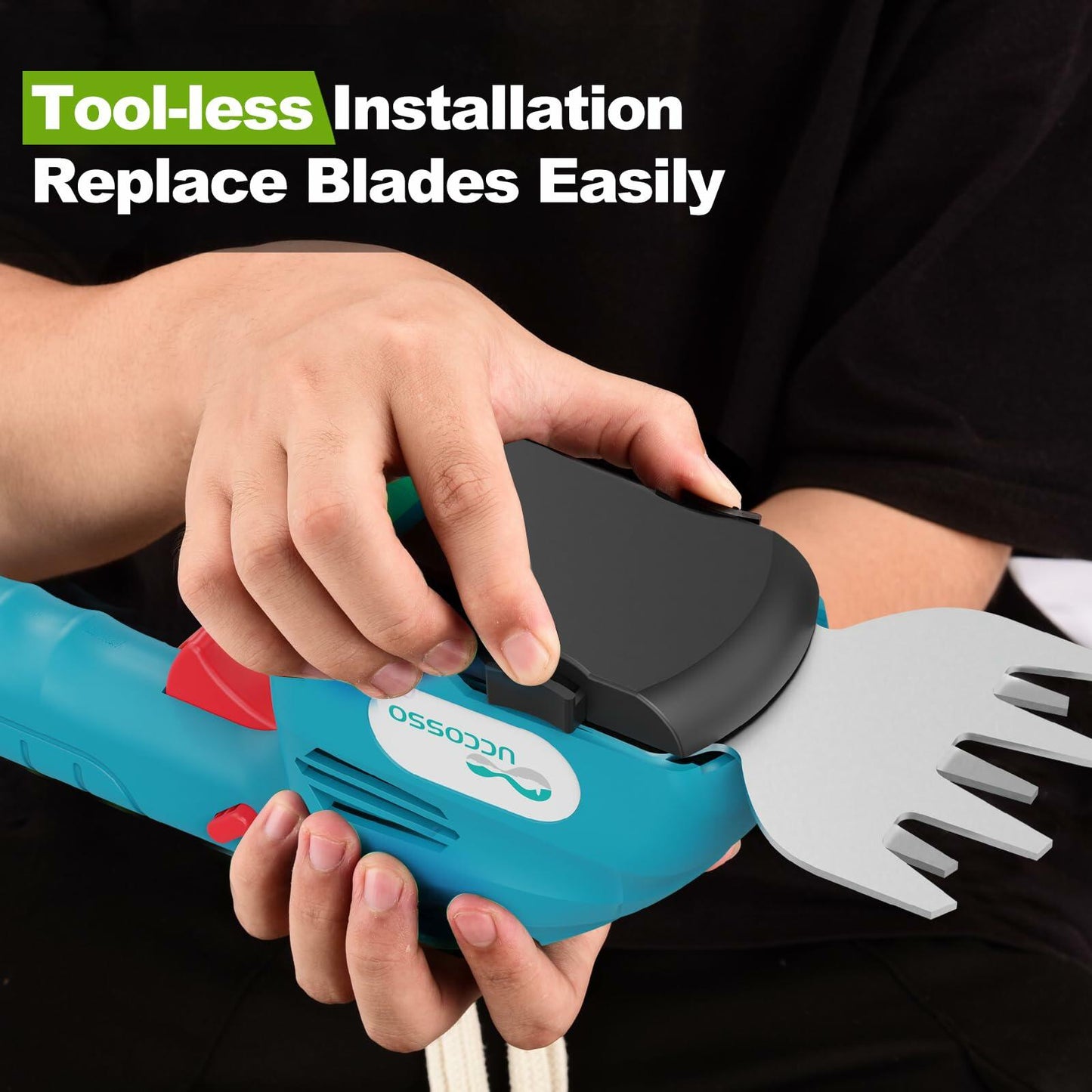 UCCOSSO Cordless Hedge Trimmer 2-in-1 Grass Shear 1.5Ah Battery Blue