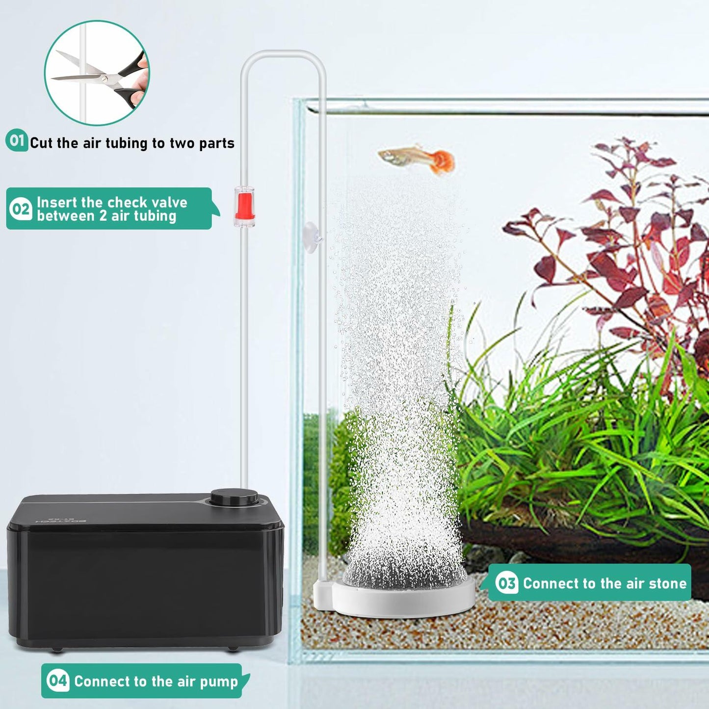 BLOTFISH Nano Air Stone 4-Inch Aquarium Bubbler Quiet High Oxygen Diffusion