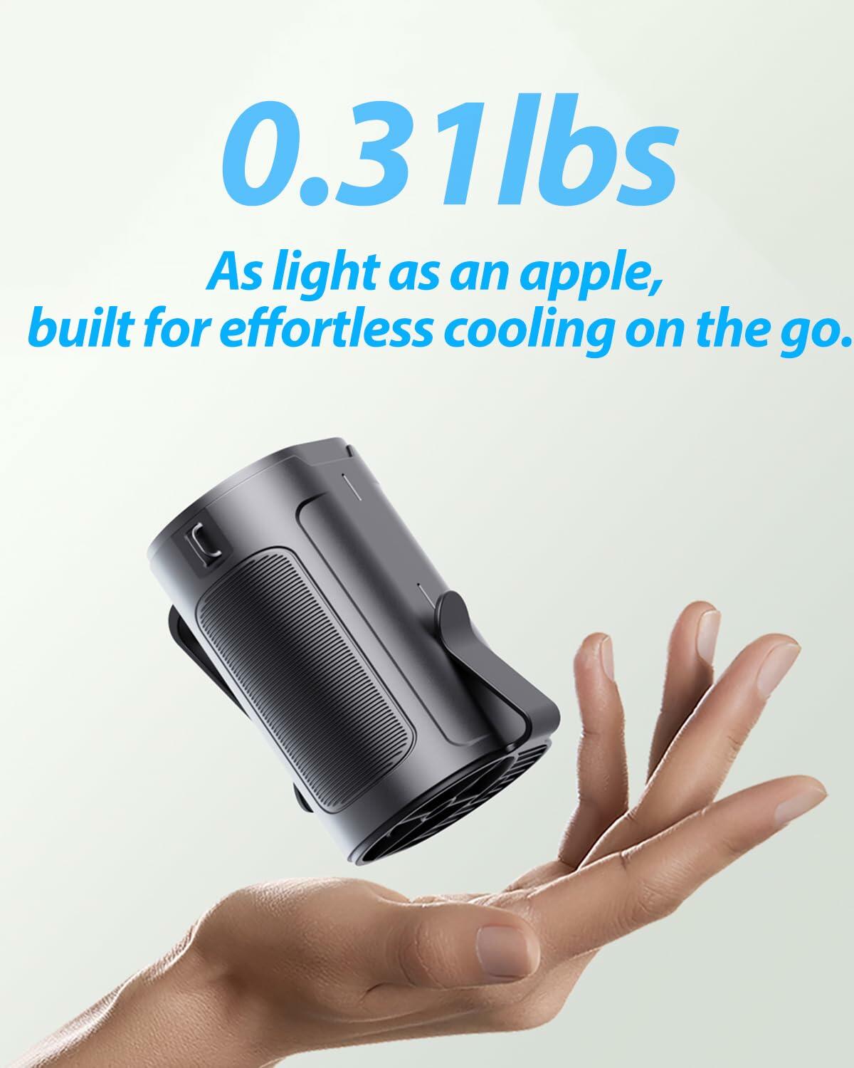 Portable Waist Fan Rechargeable 25H Battery 4 Speed 6600RPM Orange