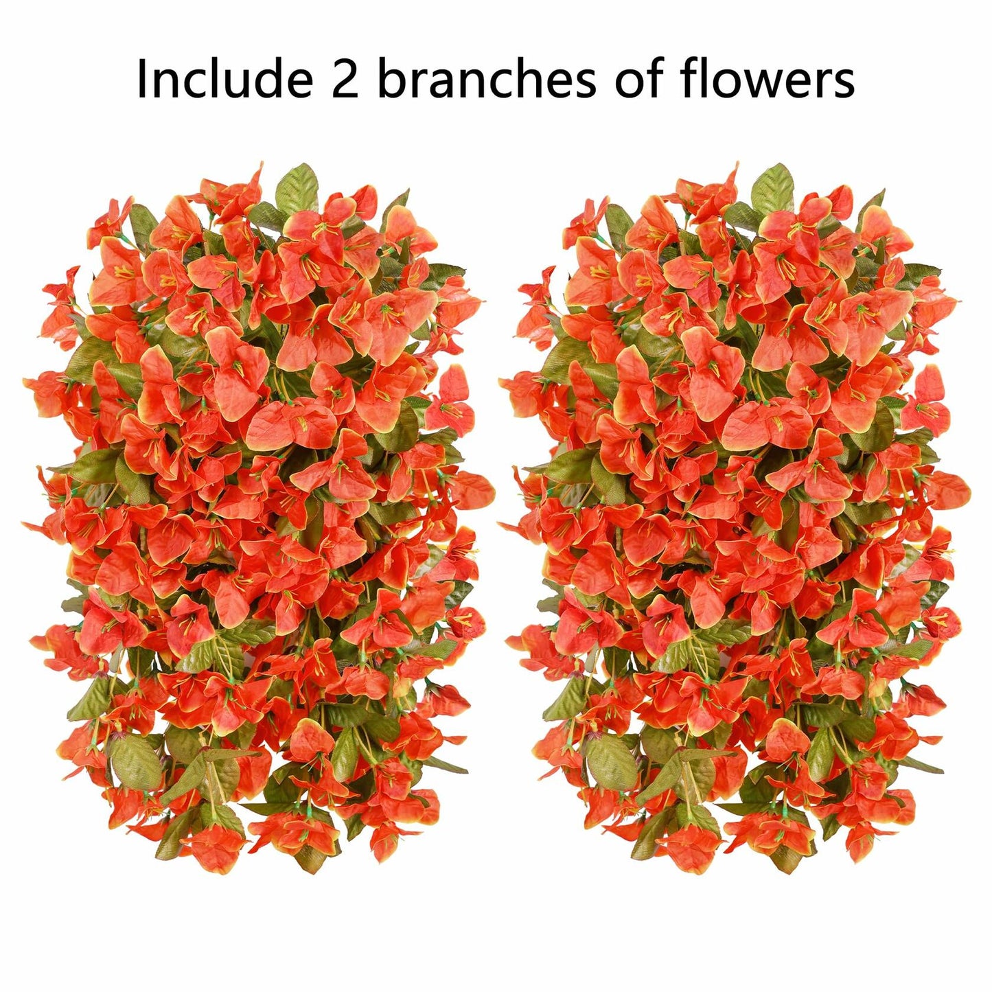 HyeFlora Bougainvillea Artificial Hanging Flowers 2pcs Orange UV Resistant