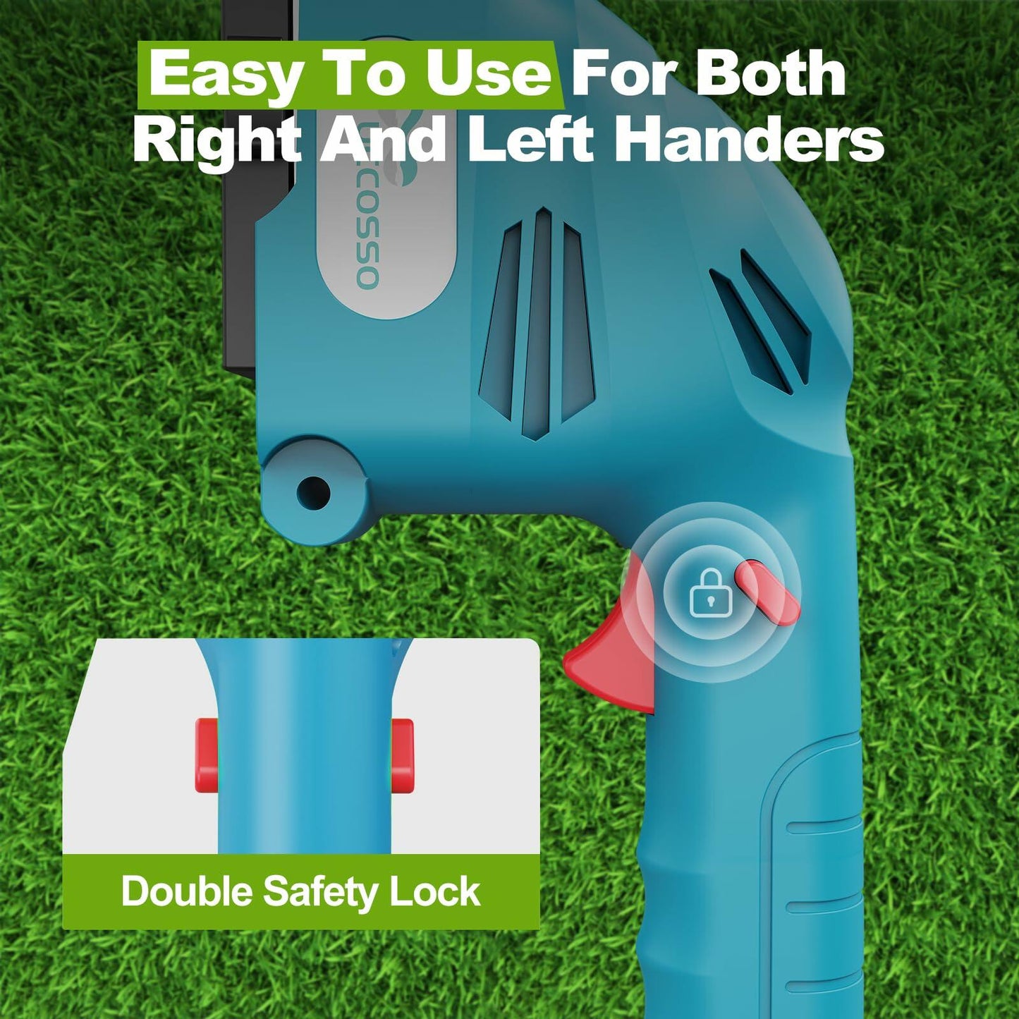 UCCOSSO Cordless Hedge Trimmer 2-in-1 Grass Shear 1.5Ah Battery Blue