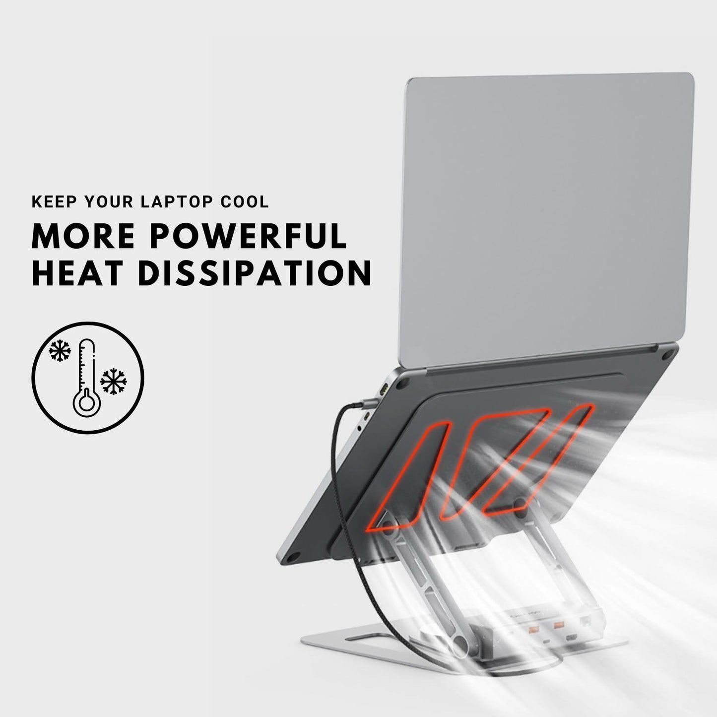 QFI-Cyber 360° Portable Laptop Docking Station USB C Hub 4K HDMI RJ45 Gray