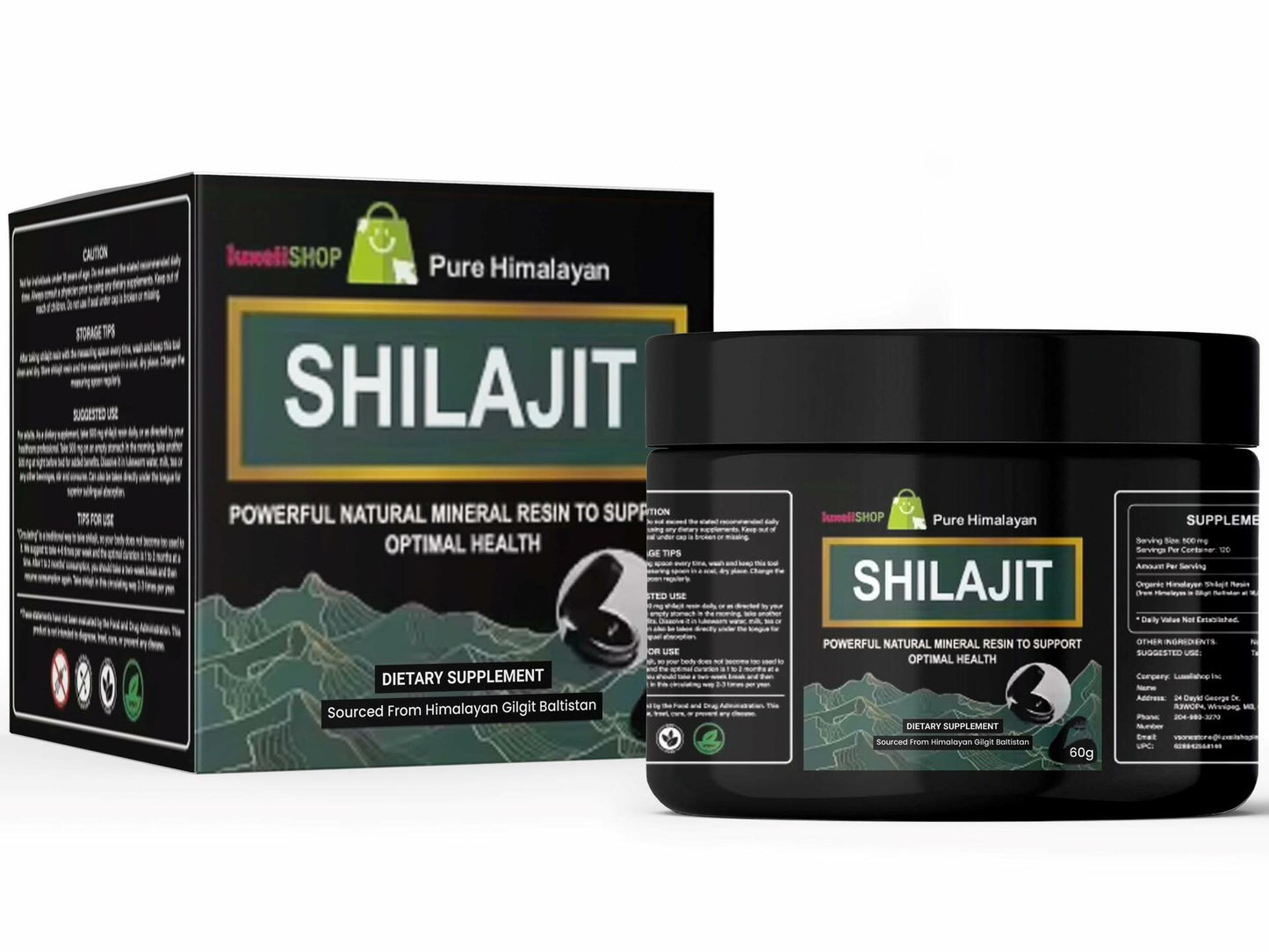 LuxeiiShop Inc Himalayan Organic Shilajit Resin 500mg 60g Energy Boost