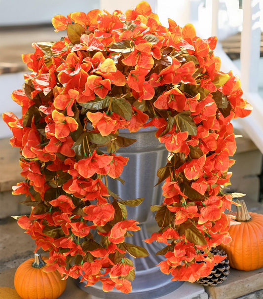 HyeFlora Bougainvillea Artificial Hanging Flowers 2pcs Orange UV Resistant
