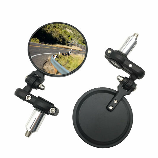 SPNUVR Universal 3.08" Round Folding Bar End Motorcycle Mirrors Black