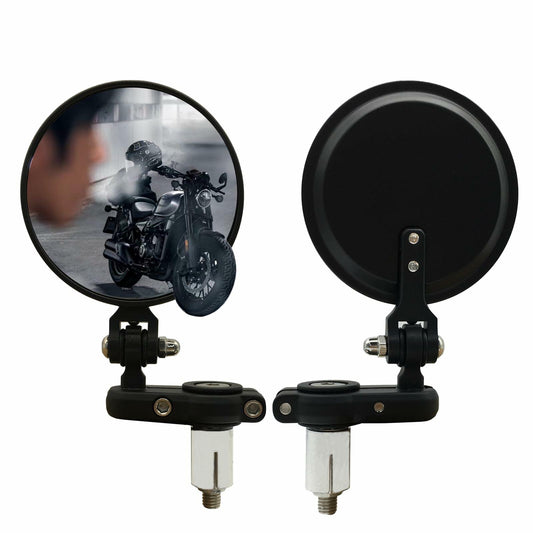 SPNUVR Universal 3.08" Round Folding Bar End Motorcycle Mirrors Black