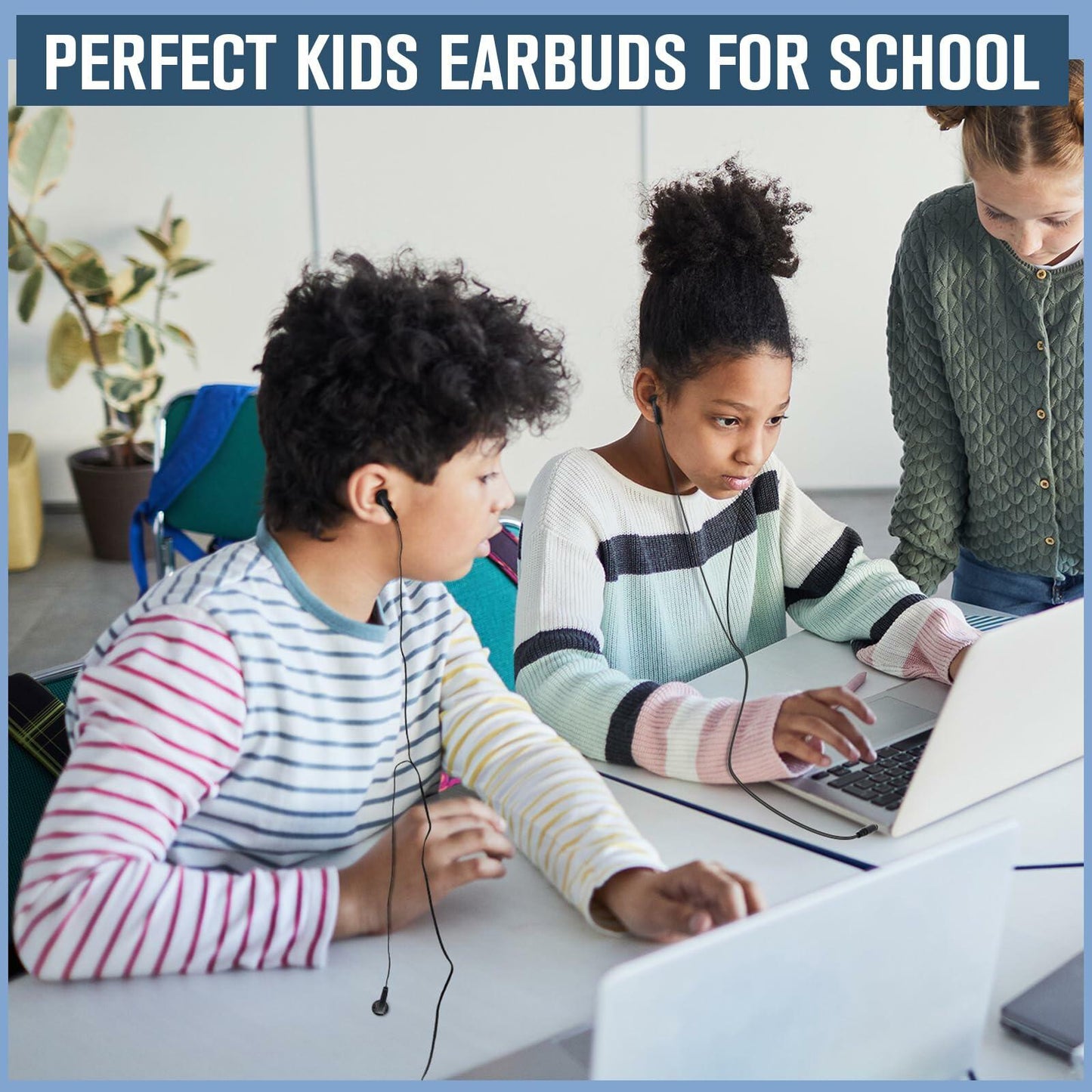 Konohan 100 Pack 3.5mm Earbuds Basic Headphones for Kids Black