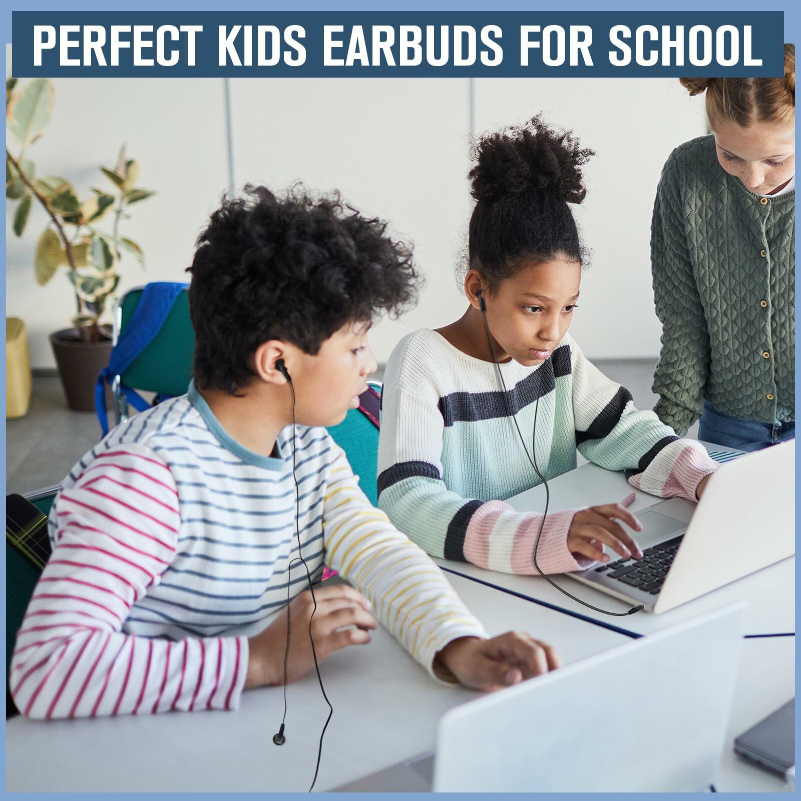 Konohan 100 Pack 3.5mm Earbuds Basic Headphones for Kids Black