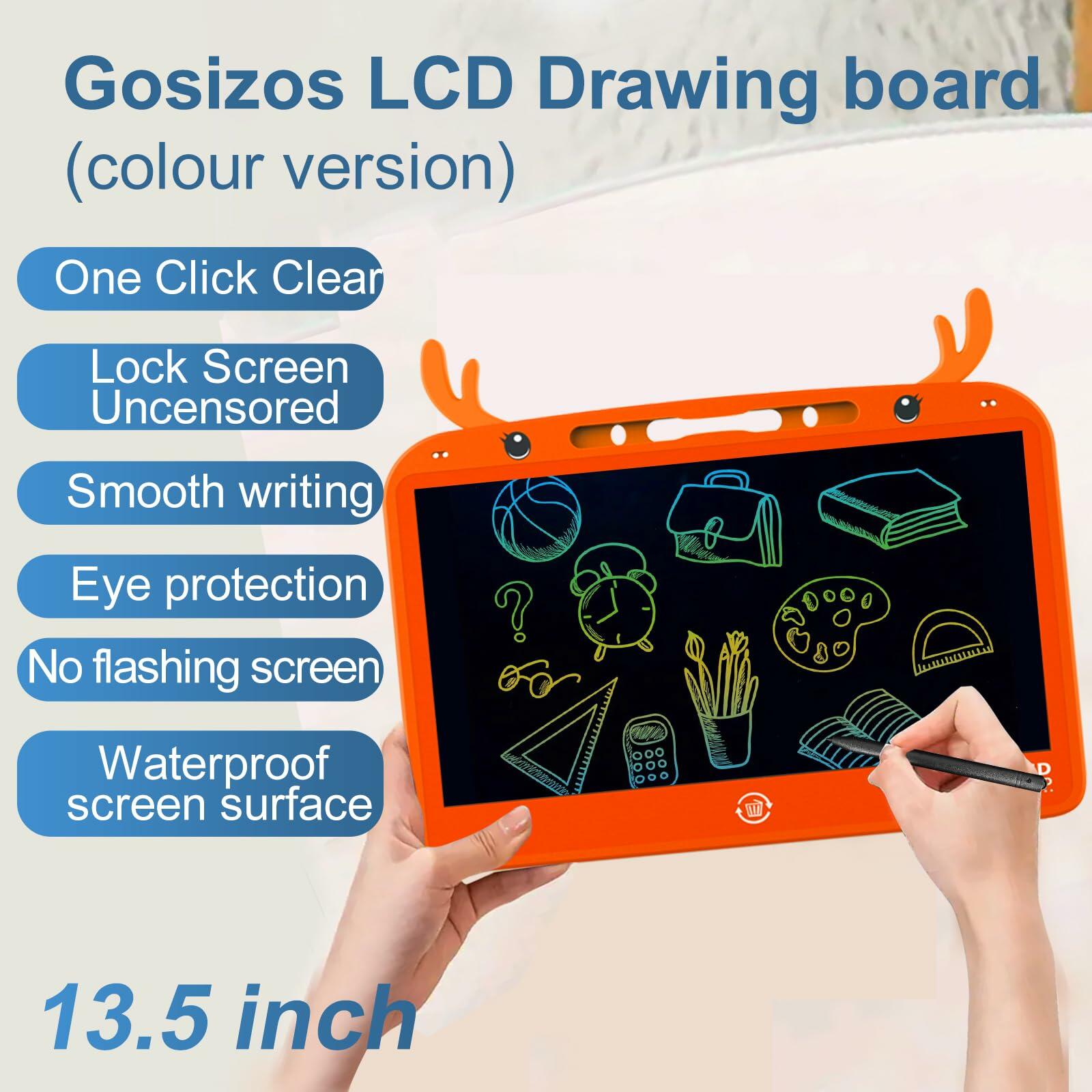 Gosizos Writing Tablet for Kids 13.5 Inch Colorful LCD Erasable Drawing Pad