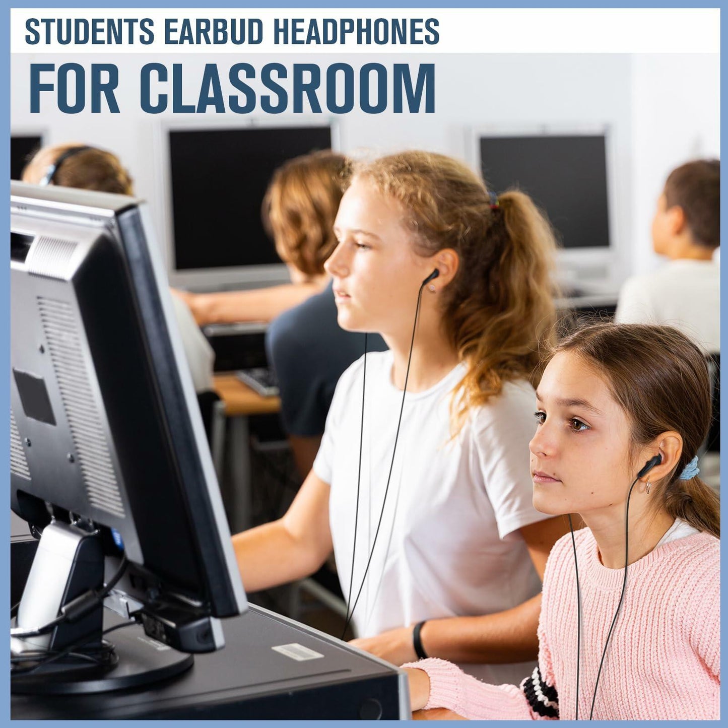 Konohan 100 Pack 3.5mm Earbuds Basic Headphones for Kids Black