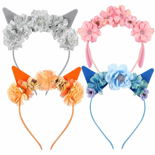 WinnerWhy 4 Pcs Blue Dog Ears Headbands Halloween Cosplay Accessories