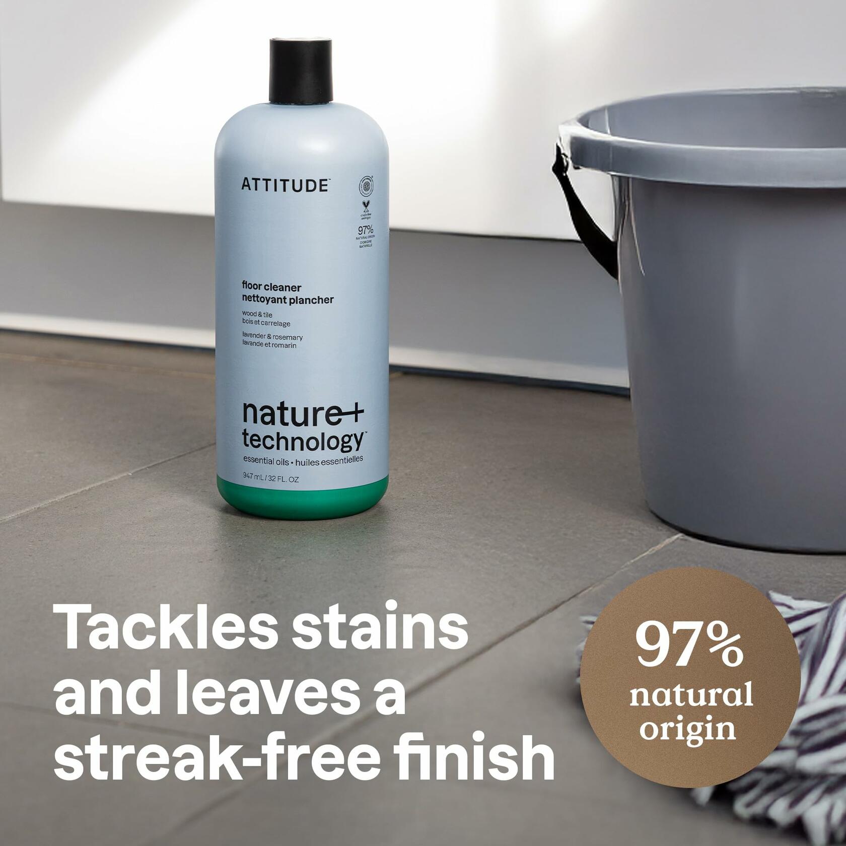 ATTITUDE Floor Cleaner Lavender & Rosemary 32 Fl Oz Natural Origin EWG Verified