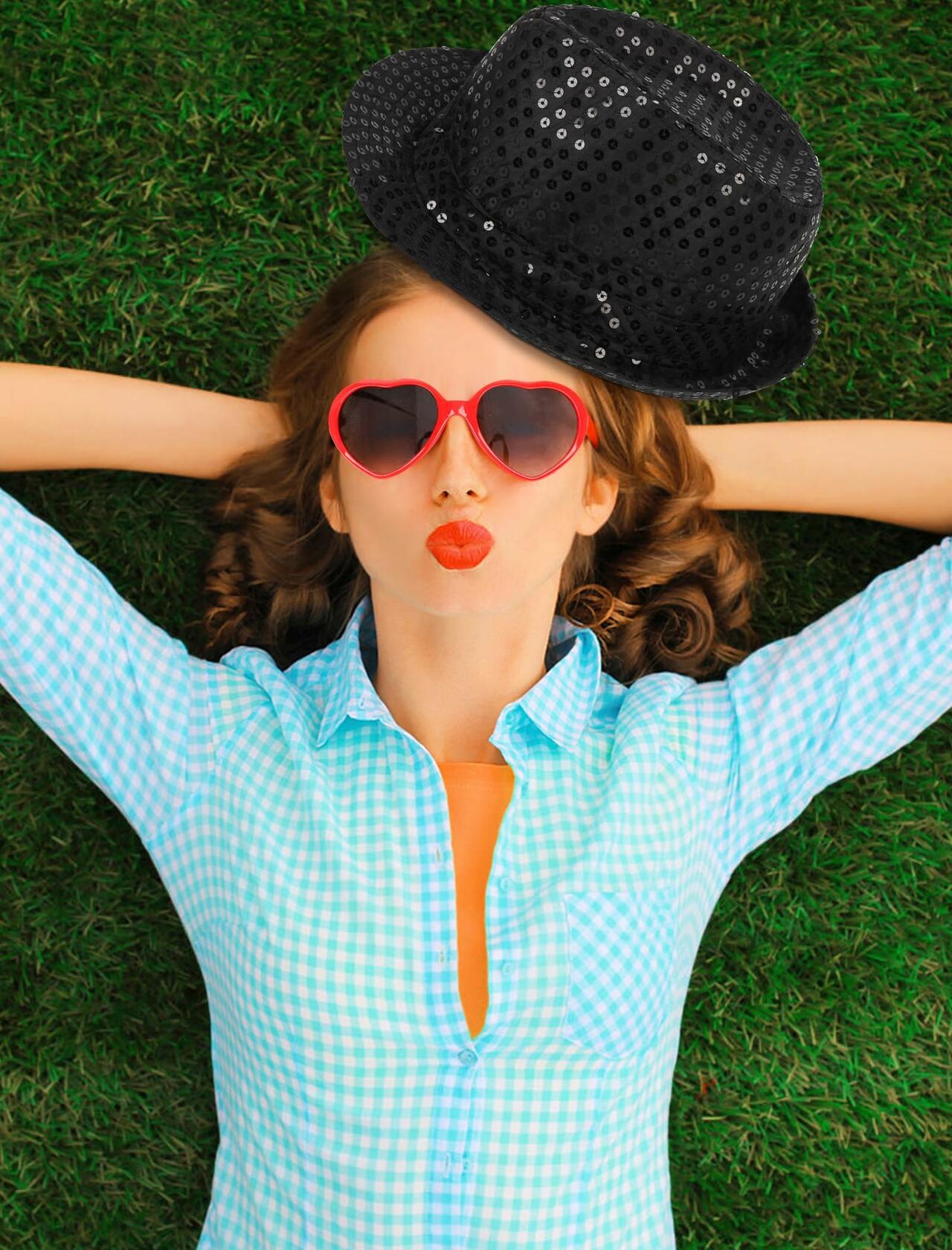 PJPSAA Halloween Singer Costume 3pc Wig Hat Shorts Blonde XL