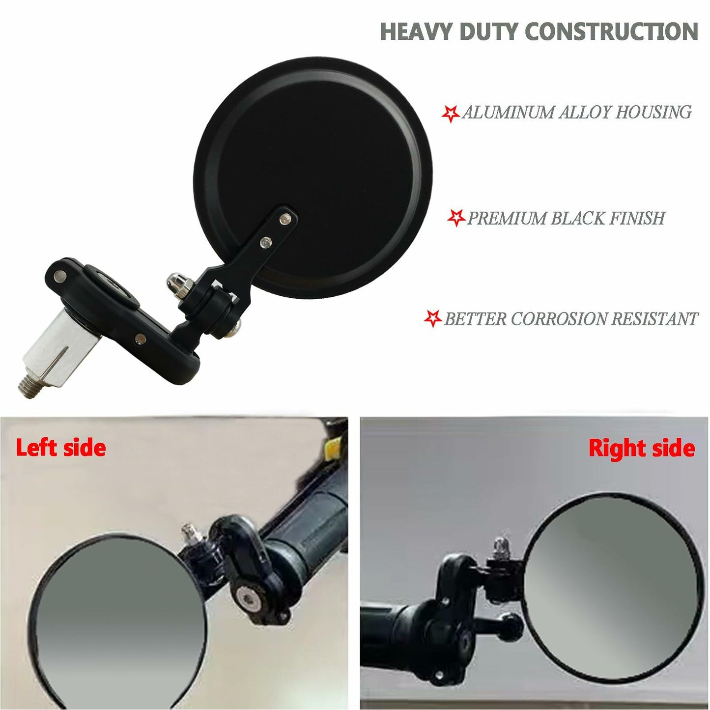 SPNUVR Universal 3.08" Round Folding Bar End Motorcycle Mirrors Black