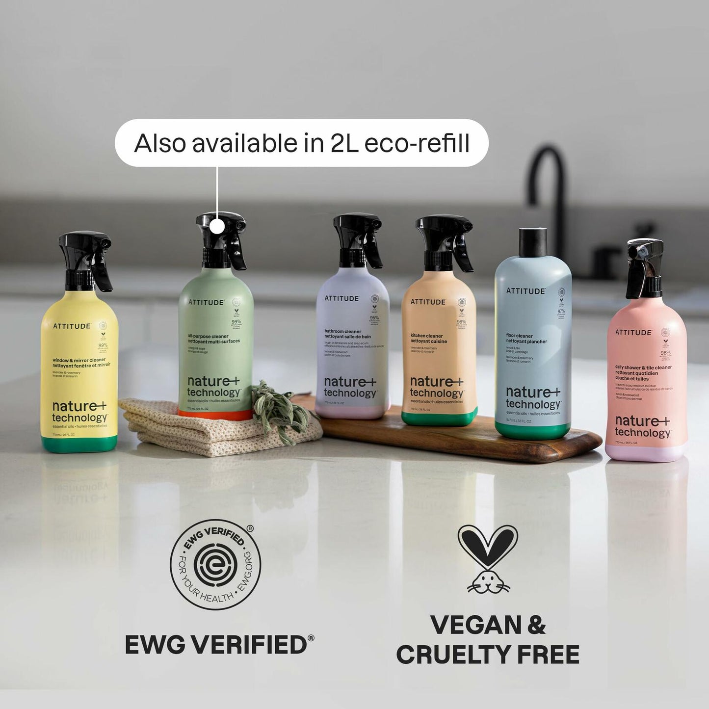 ATTITUDE Floor Cleaner Lavender & Rosemary 32 Fl Oz Natural Origin EWG Verified