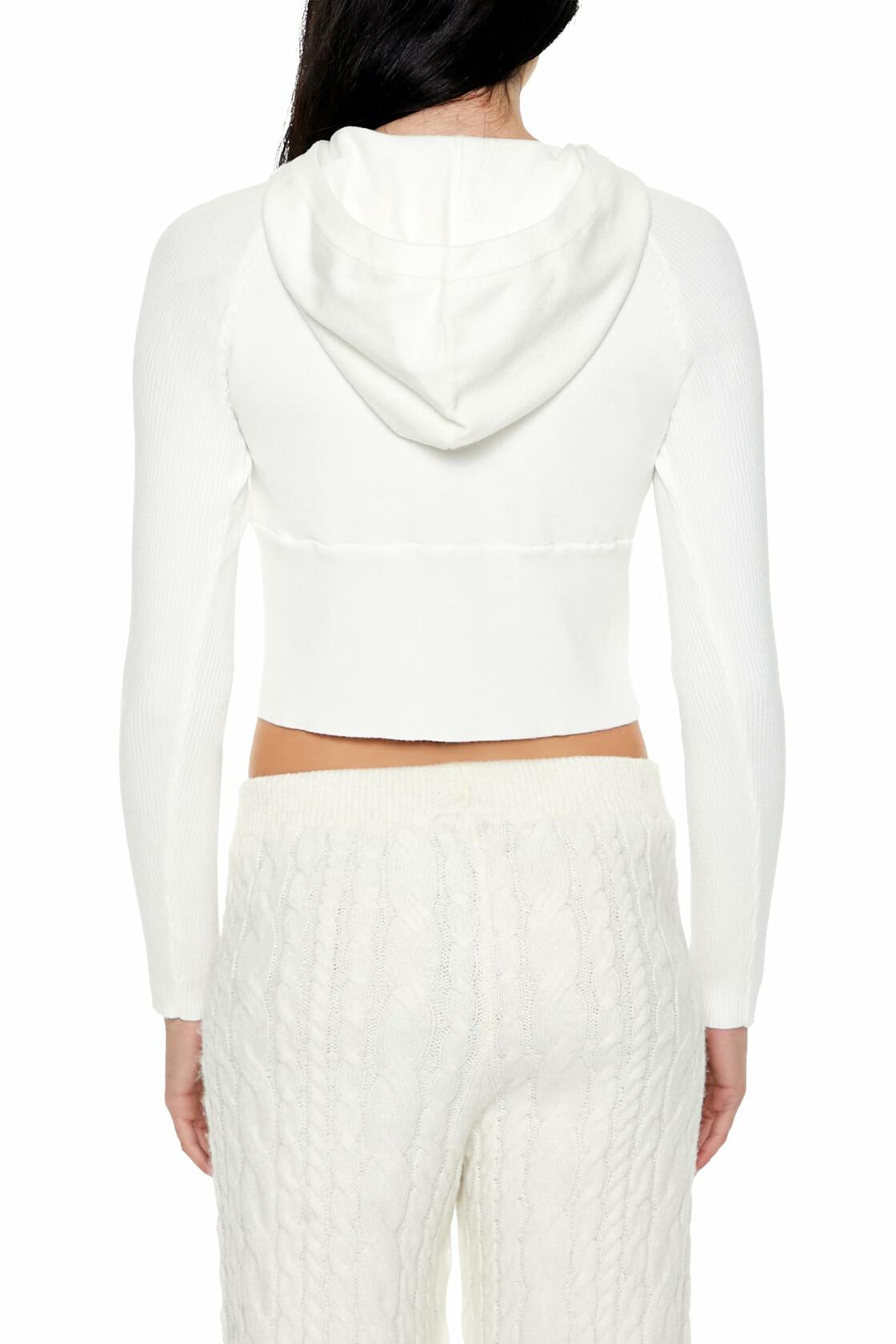 Forever 21 Women's Hooded Raglan Sweater White Size XS