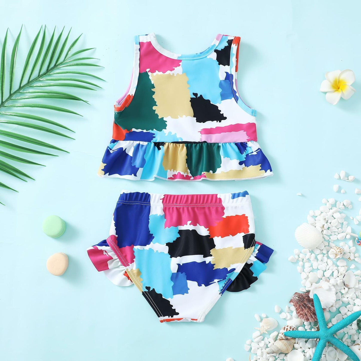 YWFSHOP Toddler Girls 2pc Ruffle Tankini Swimsuit 18–18M