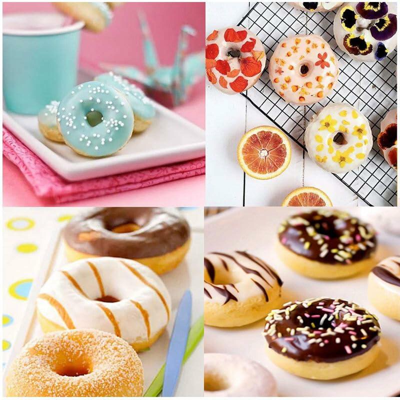 QIKOKU 2 Pack Silicone 6-Cavity Donut Pan Mold Nonstick Blue Green