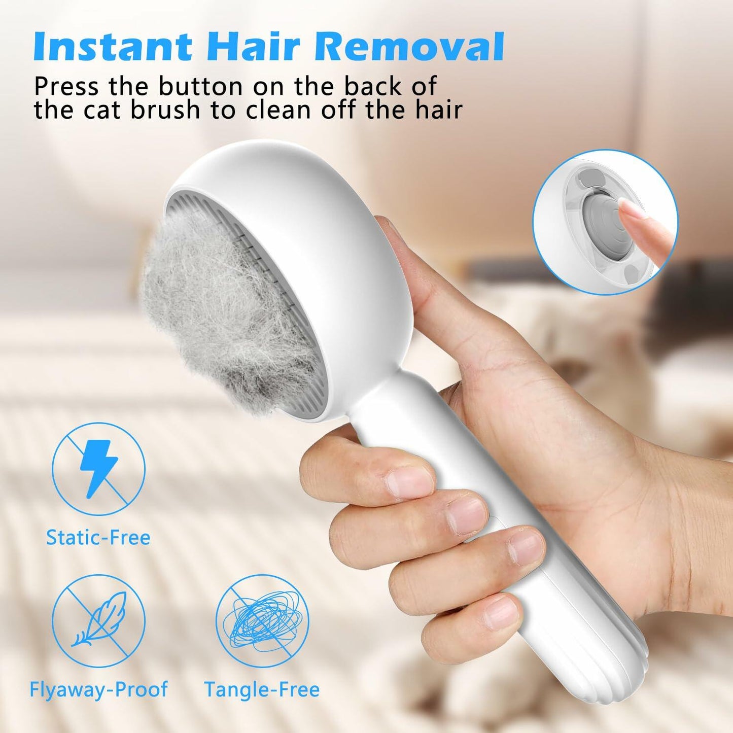 ALAFLY 4-in-1 Cat Steam Brush Grooming Comb Shedding Massage Gray