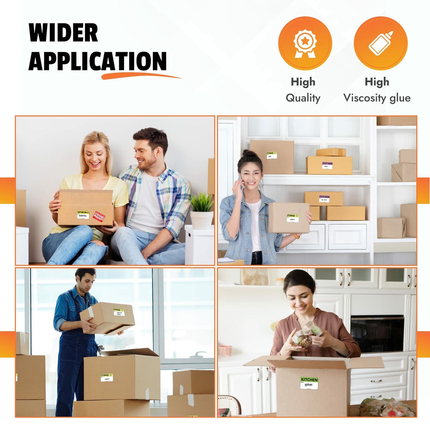 640 Pcs Moving Labels 2x3 Color Coded Fragile & Blank Packing Stickers