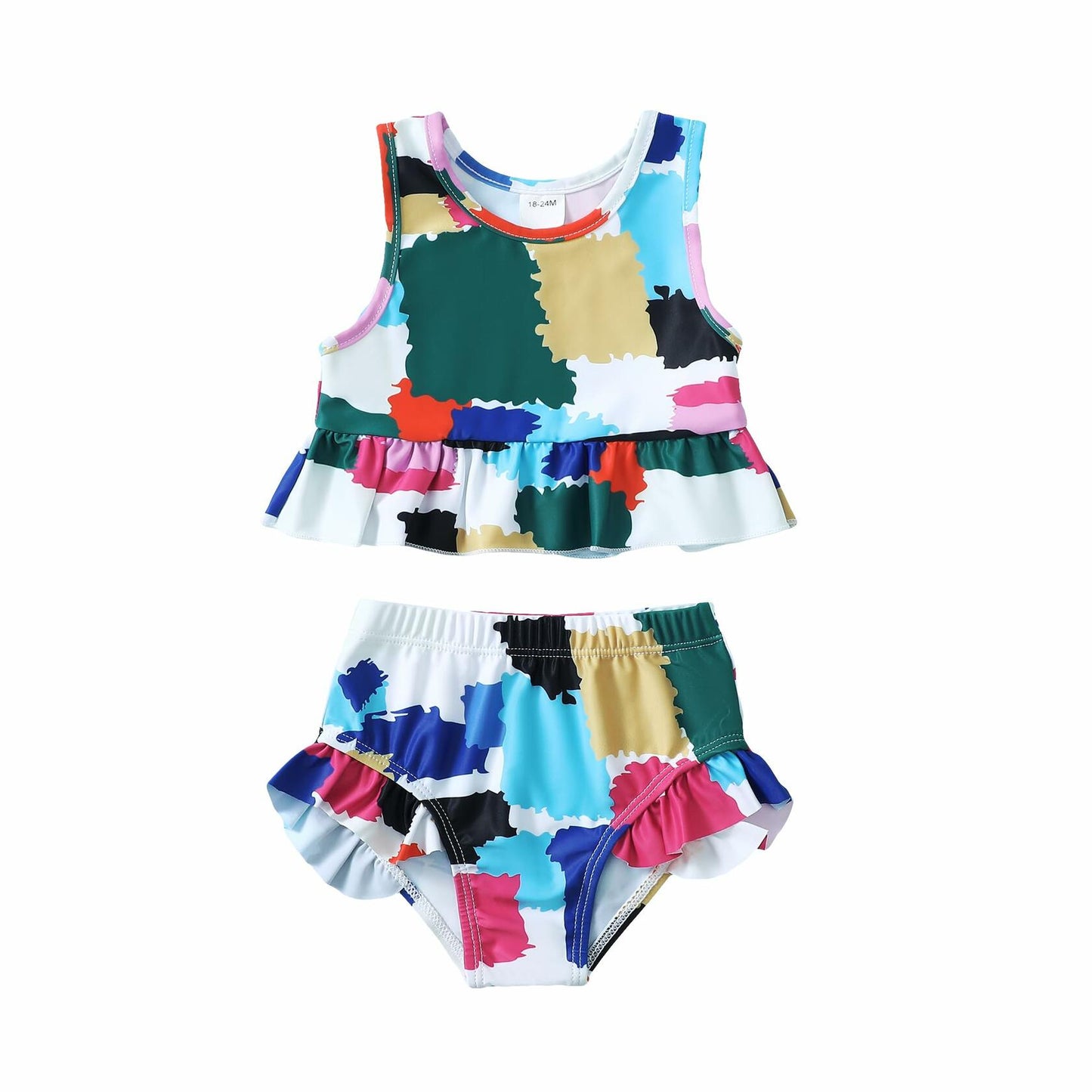 YWFSHOP Toddler Girls 2pc Ruffle Tankini Swimsuit 18–18M