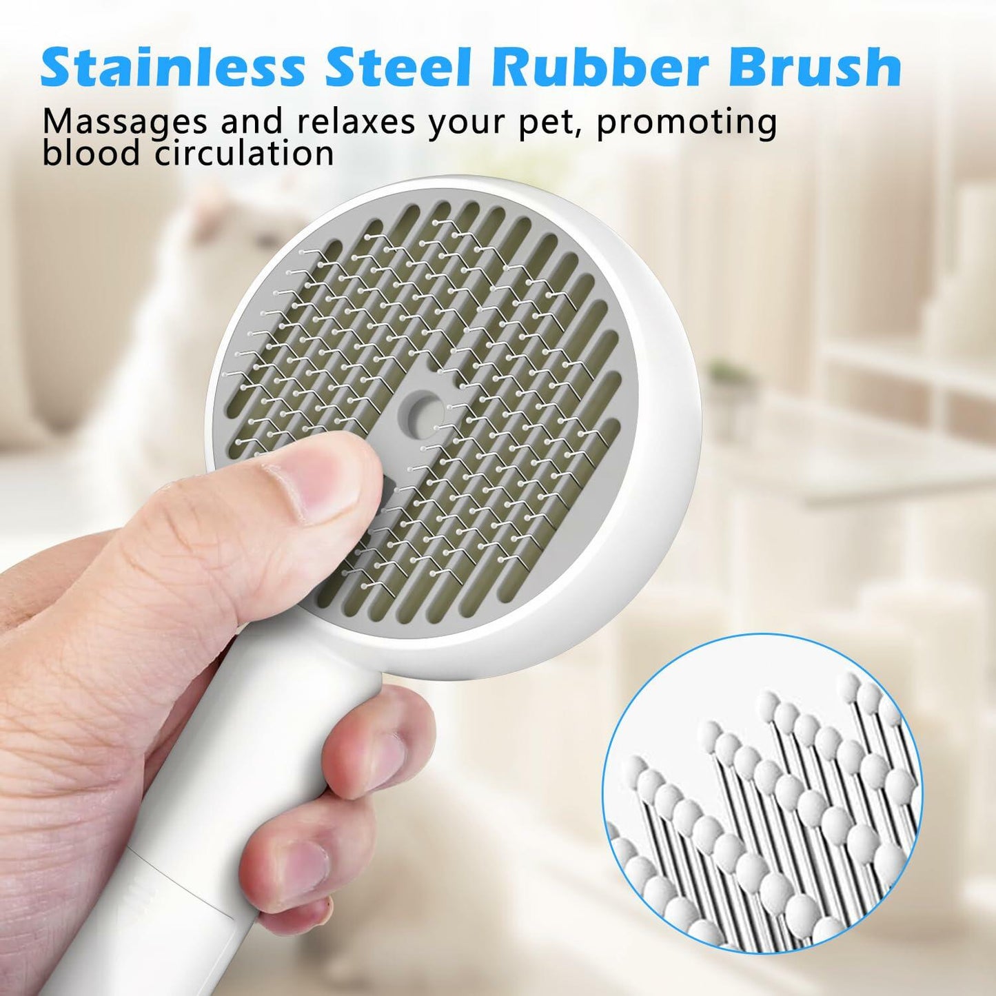 ALAFLY 4-in-1 Cat Steam Brush Grooming Comb Shedding Massage Gray