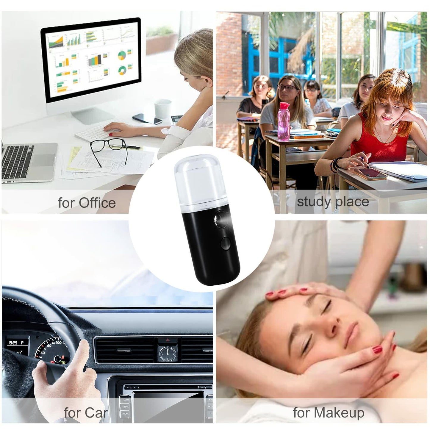 Kingsmile Nano Mist Sprayer Portable Face Humidifier Black 30ML