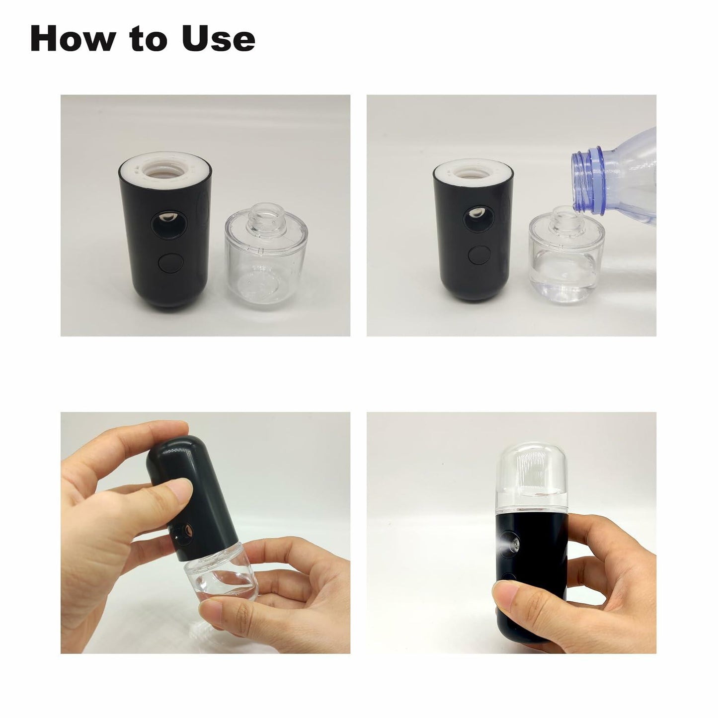 Kingsmile Nano Mist Sprayer Portable Face Humidifier Black 30ML