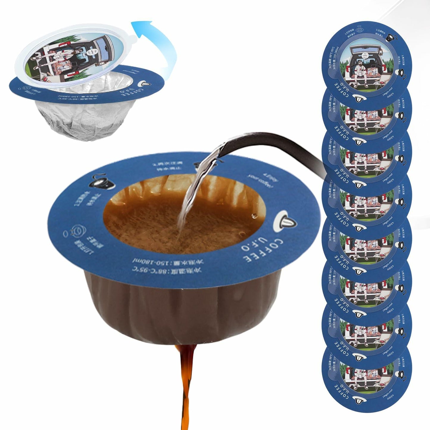 WCOINCIDENCY Coffee Filter Pour Over Maker with Lid Portable 30 Packs Wood Pulp